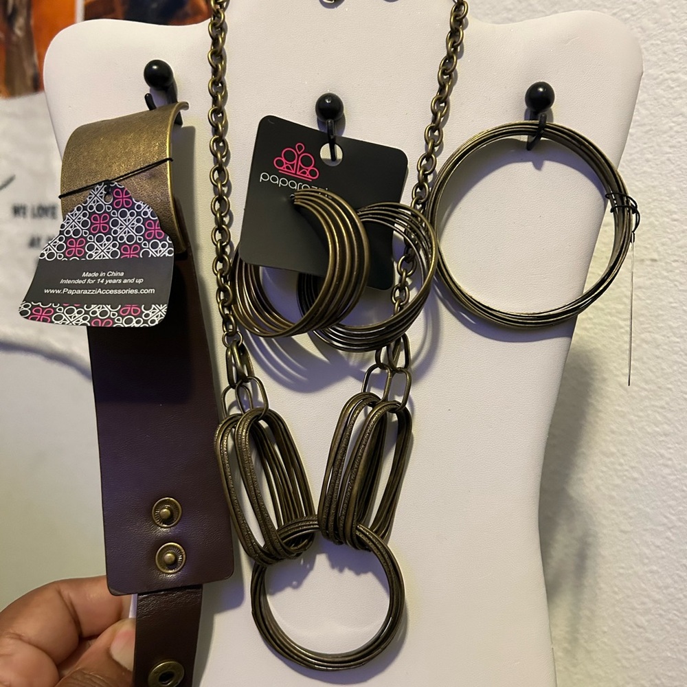 Paparazzi Brass Necklace and Earring Set